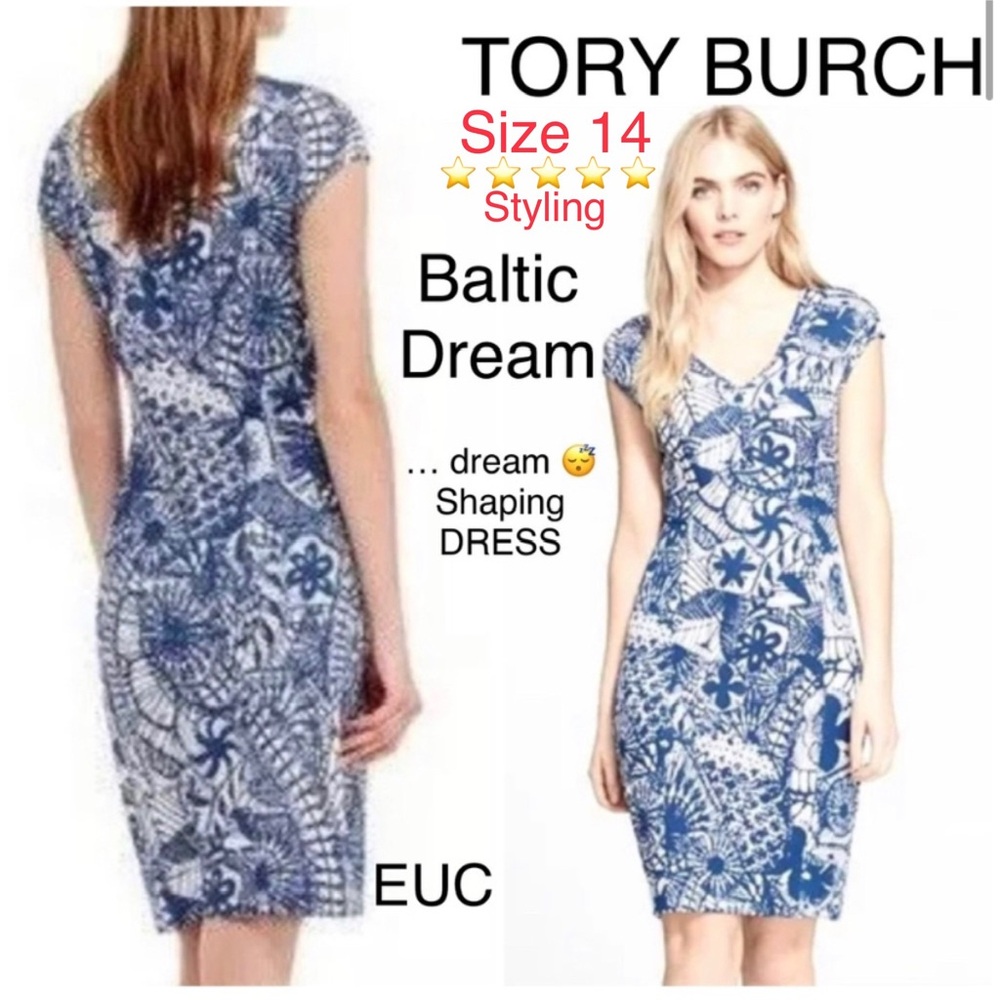 Size 14 TORY BURCH 5 ⭐️ Stylist ✅ list ⭐️ shaping Dress EUC - Picture 1 of 16
